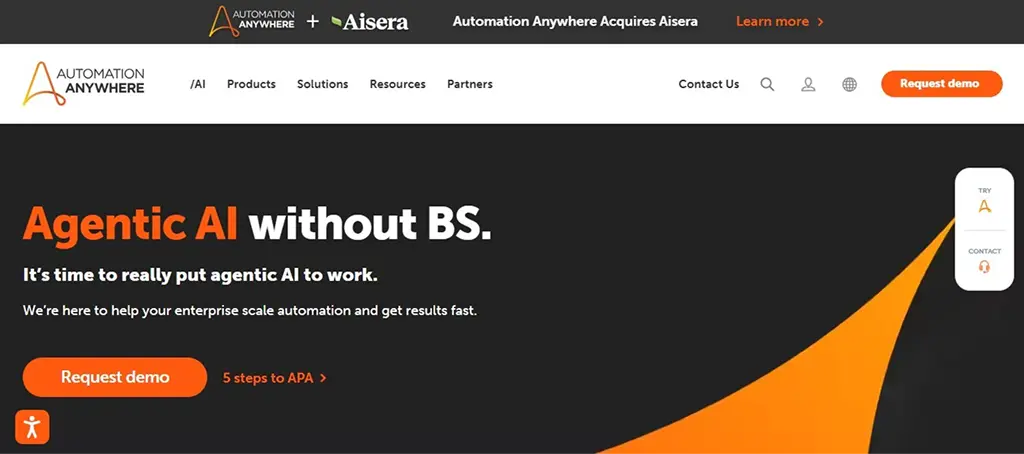Picture of Automation Anywhere Home Page